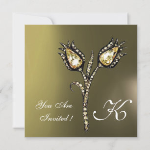 DIAMOND TULIPS MONOGRAM, Grau Agate Einladung