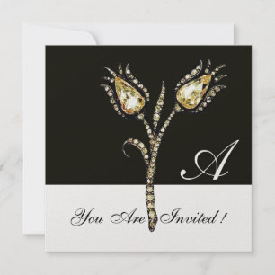DIAMOND TULIPS MONOGRAM, Ice Metallic Einladung