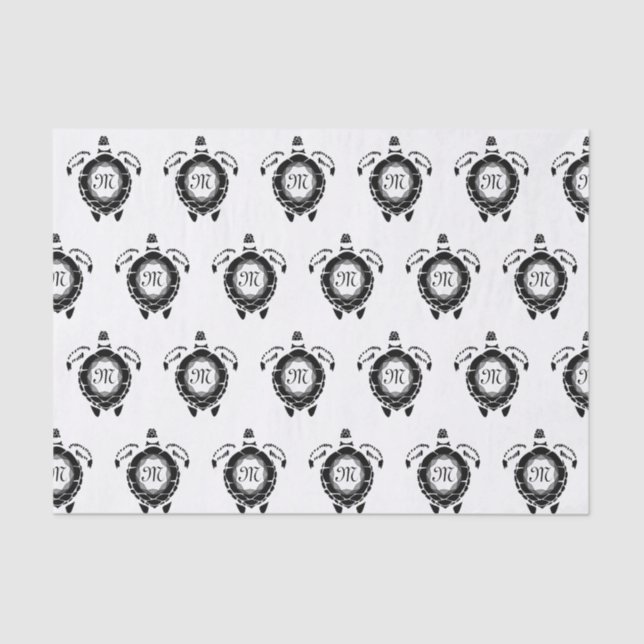 Diamond Turtle Shellback Monogram Seidenpapier (Vorderseite)