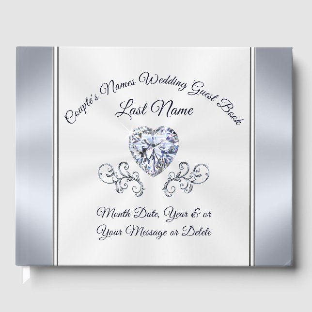 Diamond und Silver Wedding Guest Book Personalisie Gästebuch (Vorderseite)