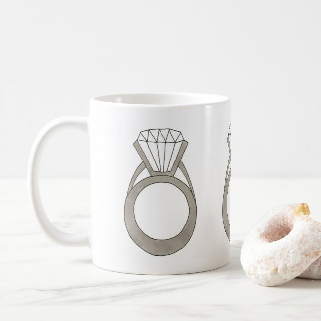 Diamond Verlobung Hochzeitsring Brautparty Tasse (Mit Donut)