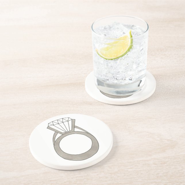 Diamond Verlobung Ring Bling Fashionista Bride Getränkeuntersetzer (Seite)