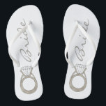 Diamond Verlobung Ring Bling Wedding BRIDE Flip Flops<br><div class="desc">Eine originelle Marker-Illustration eines glänzenden Diamantenrings mit BRIDE in einem lustigen Schriftart. Ideal für Verlobungen, Hochzeiten, Brautpartys, Junggeselinnen-Abschiede und mehr! Der Designer ist verfügbar, um benutzerdefinierte Designs zu erstellen und hochzuladen, um den Farben und Themen Ihrer Hochzeit zu entsprechen - klicken Sie auf "Diesen Designer Gefragt", um den Designprozess zu...</div>