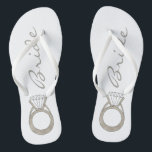 Diamond Verlobung Ring Bling Wedding BRIDE Flip Flops<br><div class="desc">Eine originelle Marker-Illustration eines glänzenden Diamantenrings mit BRIDE in einem lustigen Schriftart. Ideal für Verlobungen, Hochzeiten, Brautpartys, Junggeselinnen-Abschiede und mehr! Der Designer ist verfügbar, um benutzerdefinierte Designs zu erstellen und hochzuladen, um den Farben und Themen Ihrer Hochzeit zu entsprechen - klicken Sie auf "Diesen Designer Gefragt", um den Designprozess zu...</div>