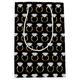 Diamond Verlobung Wedding Ring Black Gold Mittlere Geschenktüte