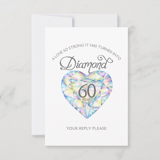 Diamond Wedding Anniversary Aquarellfarbe RSVP Karte (Vorderseite)