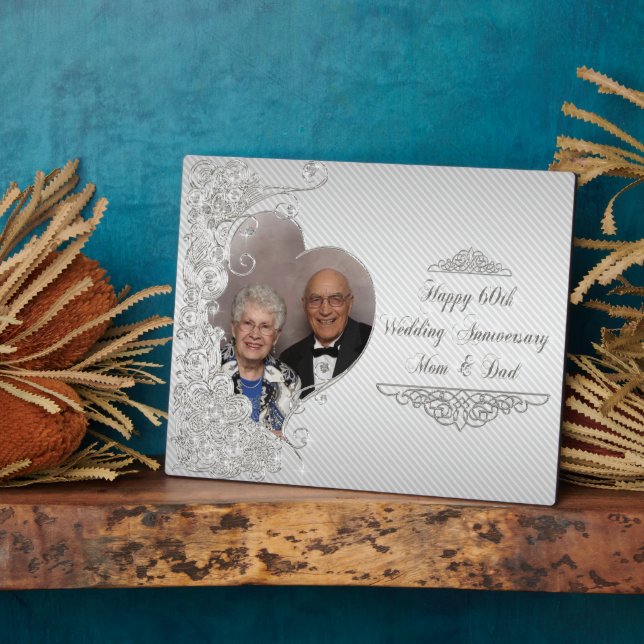 Diamond Wedding Anniversary Foto Plaque Fotoplatte (Seite)