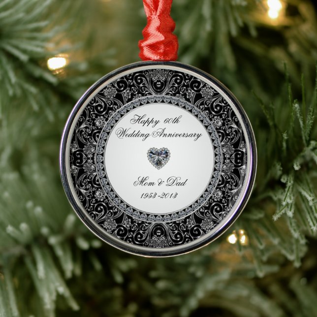 Diamond Wedding Anniversary Ornament Aus Metall (Baum)