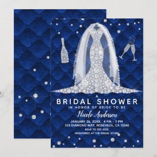 Diamond Wedding Dress Royal Blue Brautparty Einladung