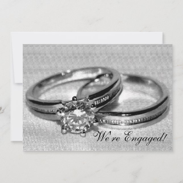 Diamond Wedding Ring Set Engagement Party Einladung (Vorderseite)