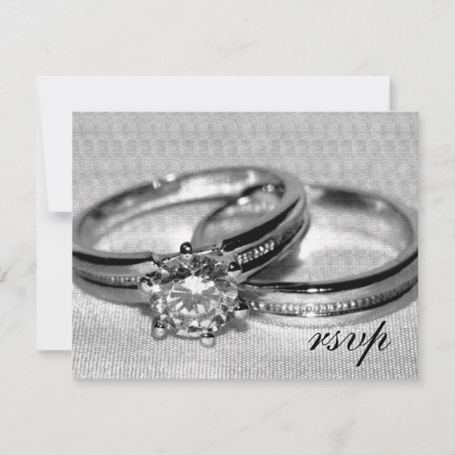 Diamond Wedding Ring Set RSVP Card Karte (Vorderseite)
