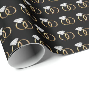 Diamond Wedding Rings Black Gold Geschenkpapier