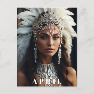 *~ DIAMOND Women AP53 Boho APRIL GEBURTSTAG Postkarte