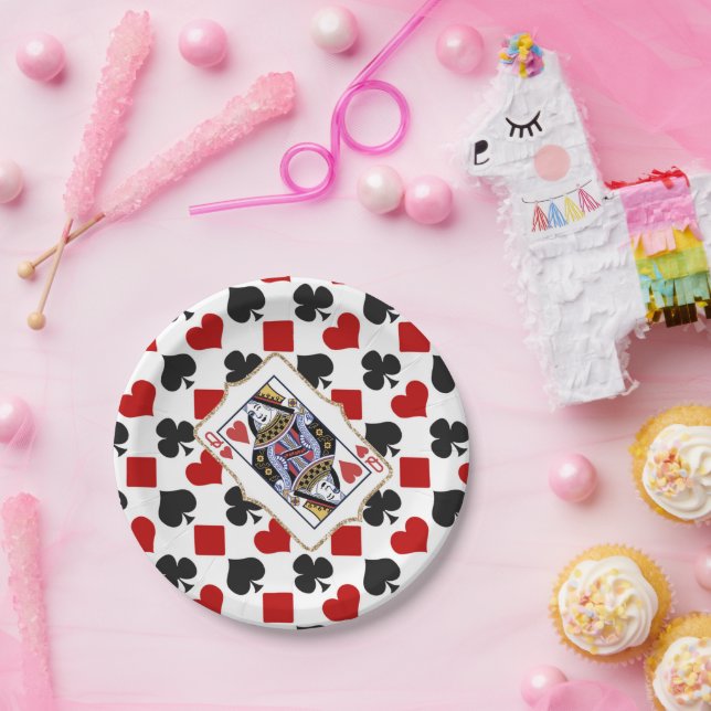 Diamonds and Hearts Queen Party Pappteller (Party)