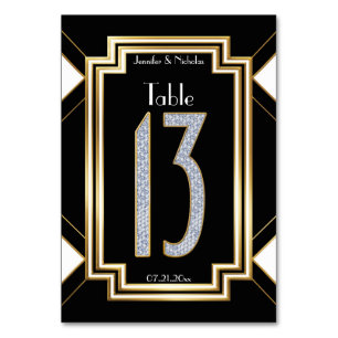 Diamonds Art Deco Wedding Tischnummer Dreizehn