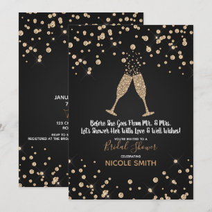 Diamonds Champagne Toast Modernes Brautparty Einladung