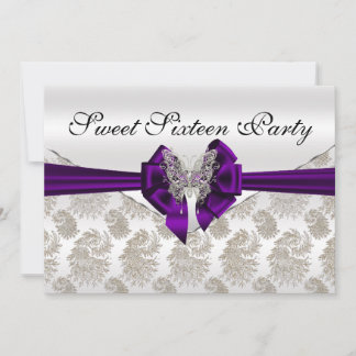 Diamonds Damask und Butterfly 16 . Geburtstag Einladung