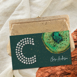 Diamonds Emerald Agate Initial C Letter Monogram Visitenkarte