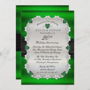 Diamonds Emeralds Green 20. Hochzeitstag Einladung