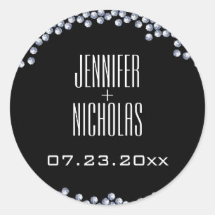 Diamonds Glitzer Moderne Hochzeit Runder Aufkleber