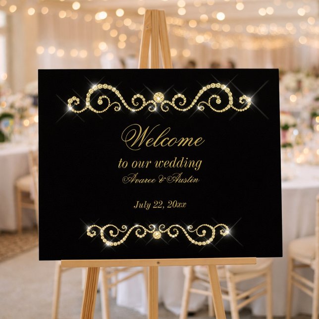 Diamonds Gold and Glitzer Wedding Poster (Von Creator hochgeladen)