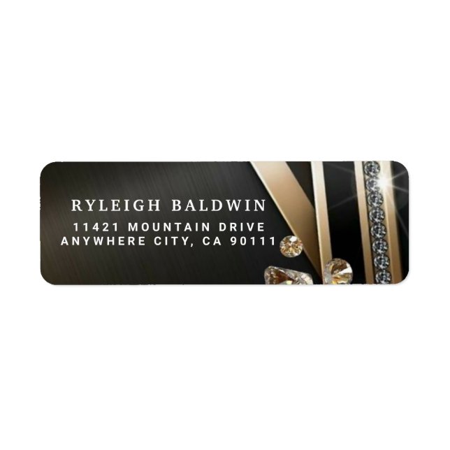 Diamonds Gold Decorated Return Address Label (Vorne)