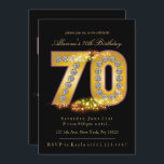 Diamonds & Gold, Einladungen zum 70. Geburtstag<br><div class="desc">Diamanten & Gold,  70. Geburtstag Einladungen. Diese glamourösen Einladungen zum 70. Geburtstag sind mit einem glänzenden Gold "70" in Diamanten in hübscher lila Farbe umrissen. Dies ist eine schöne Einladung Wahl für glamouröse 70. Geburtstag! Zusätzliche Party-Lieferungen und Dekorationen sind bei Metro-Event.com und Metro-Events auf Zazzle erhältlich.</div>
