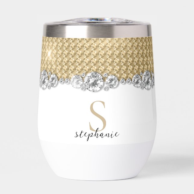 Diamonds Gold Elegante Shiny Monogram Custom (Vorderseite)