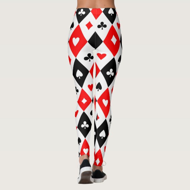 Diamonds Hearts Spades Clubs Playing Cards Muster Leggings (Rückseite)