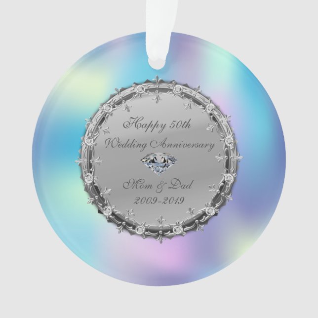 Diamonds Holographic 50. Wedding Anniversary Ornament (Vorderseite)