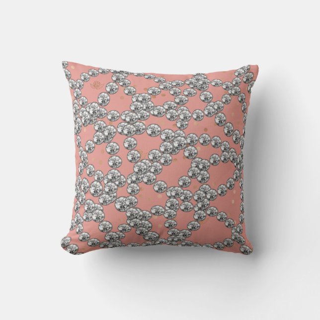 Diamonds Jewels Dekoration Silver Gray Pink Salmon Kissen