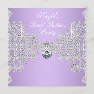 Diamonds Lavender Lila Sweet 16 Geburtstagsparty Einladung