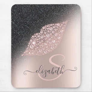 Diamonds Lips Glitzer Ombre Rose Gold Mousepad