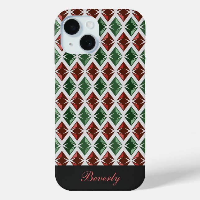 Diamonds Pattern Geometrisch Rot Grün jeder Bezeic Case-Mate iPhone Hülle (Rückseite)