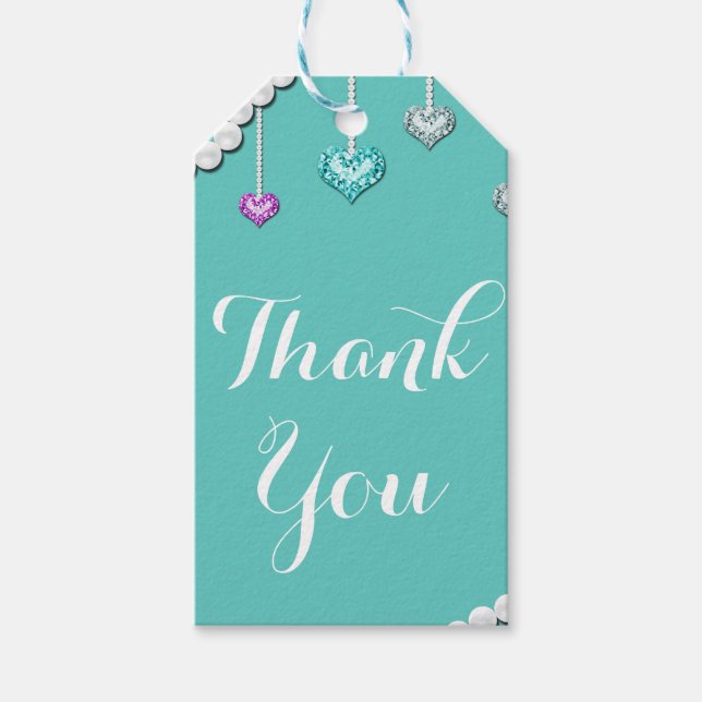 Diamonds & Pearls Bling Jewels Glam Birthday Party Geschenkanhänger (Vorderseite)