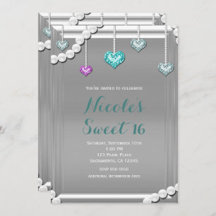 Diamonds & Pearls Bling Juwelen Glam Geburtstagspa Einladung