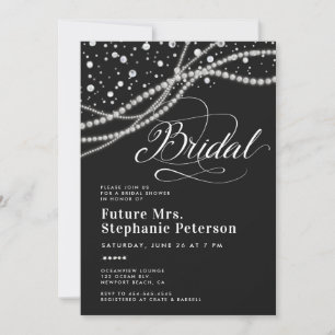 Diamonds Pearls Future Mrs Black Brautparty Einladung