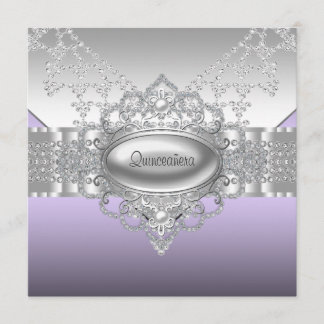 Diamonds Pearls Lila Quinceanera Einladungen