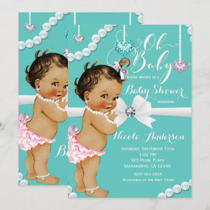 Diamonds & Pearls Vintag Baby Girl Dusche Einladung
