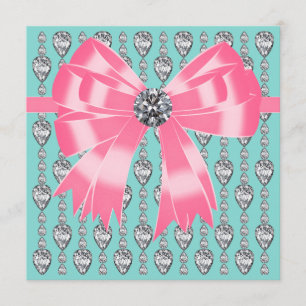 Diamonds Pink Aquamarin Blue Party Einladung Templ