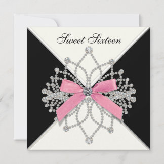 Diamonds Pink Black 16 . Geburtstag Geburtstagspar Einladung