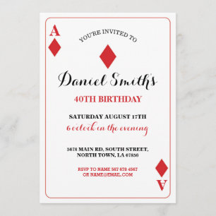 Diamonds Playing Card Geburtstag Ace Vegas Einladu Einladung