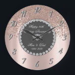 Diamonds Rose Gold 25. Hochzeitstag Große Wanduhr<br><div class="desc">Elegante Rose Golddiamanten Hochzeitstag Uhr.</div>