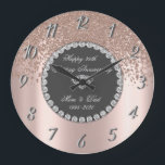 Diamonds Rose Gold 25. Hochzeitstag Große Wanduhr<br><div class="desc">Elegante Rose Golddiamanten Hochzeitstag Uhr.</div>