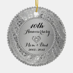 Diamonds & Silver 25th Wedding Anniversary Keramikornament