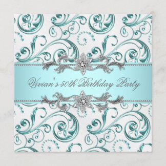 Diamonds Silver Blue Jeder Anlass Party Einladung
