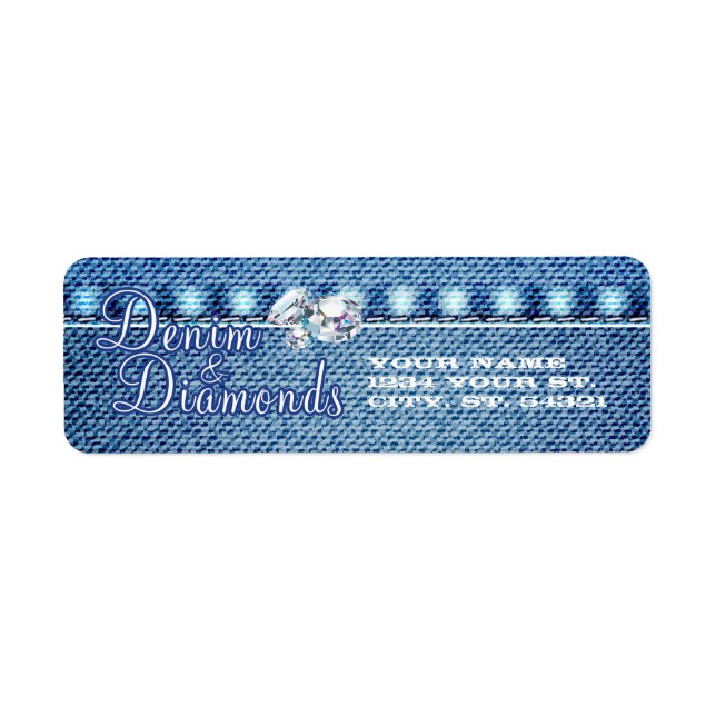 Diamonds und Denim Party Address Labels (Vorne)