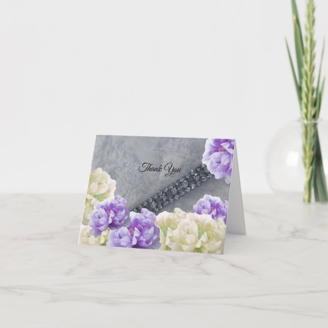 Diamonds Under Peonies Vielen Dank Dankeskarte (Vorderseite)