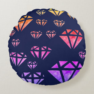 Diamonds Watercolor Art Round cushed Rundes Kissen