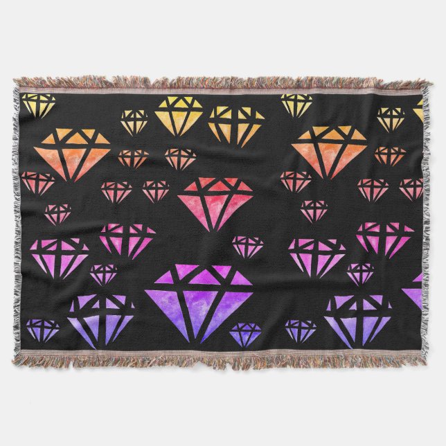 Diamonds Watercolor Muster Throw Blanket Decke (Vorderseite)